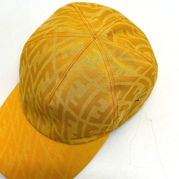Auth FENDI FXQ768 Zucca Baseball cap hat cap Canvas yellow main image 6
